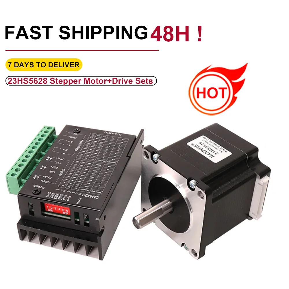 

4-lead Nema 23 Stepper Motor 23HS5628 motor 126N.cm 4-lead Nema 23 Stepper Motor with 4A 9~42V DM542S driver for 3D Printer Ro