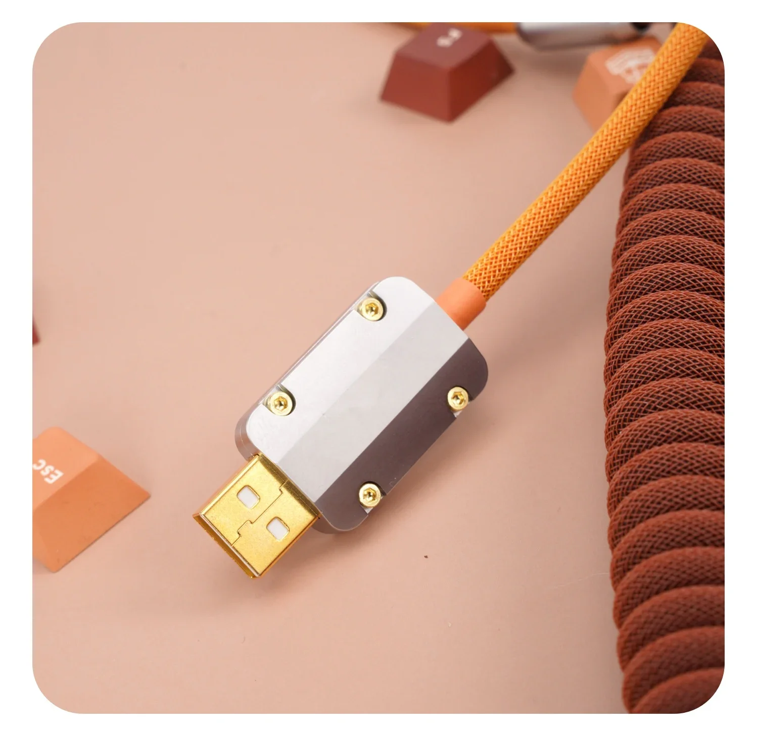 GeekCable Cable de datos de teclado mecánico personalizado hecho a mano para GMK Theme SP Keycap Line Tiramisu