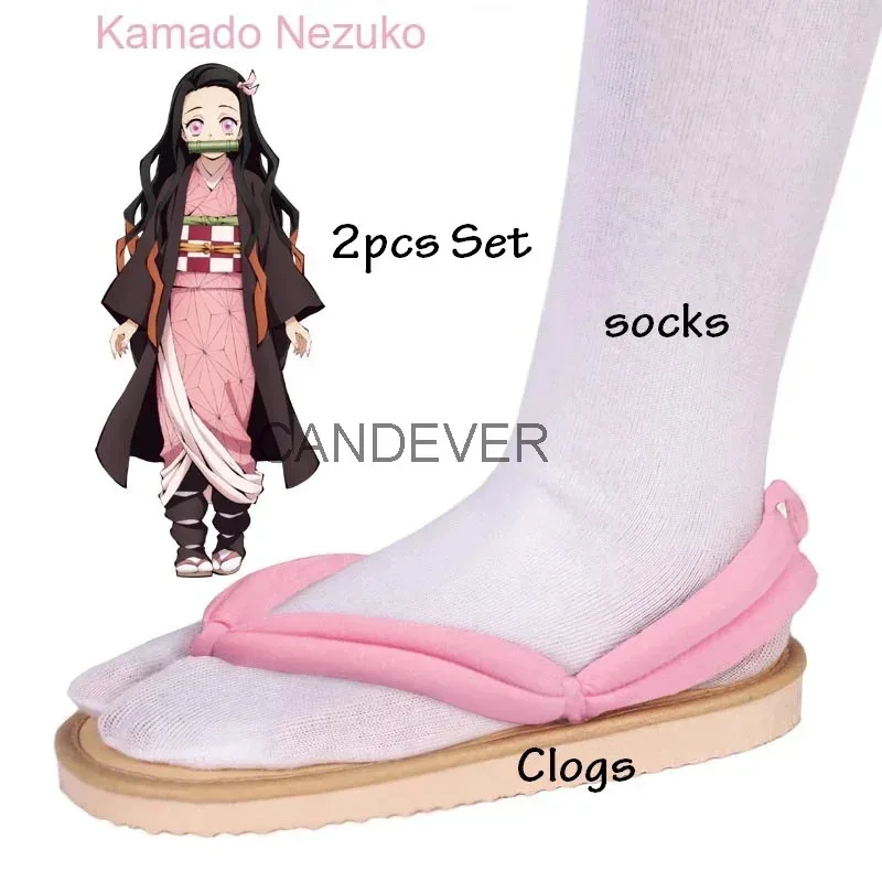 Anime Cosplay Tanjitou Kamado Nezuko Geta Clogs Kimetsu No Yaiba Sandals Shoes Agatsuma Zenitsu Flip Flop Kid Child NM34 view 5