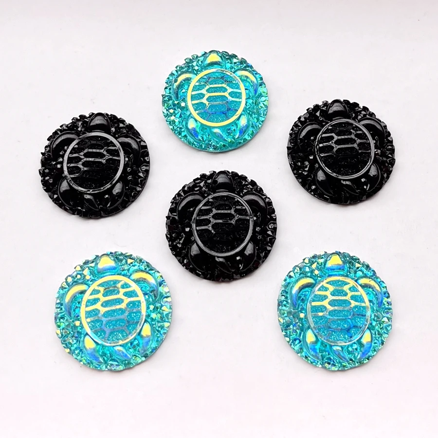 25mm Shiny blue AB Color Round Turtle Resin Rhinestone Flat back diy Jeweled hair earrings Decorative scrapbook 10pcs/lot