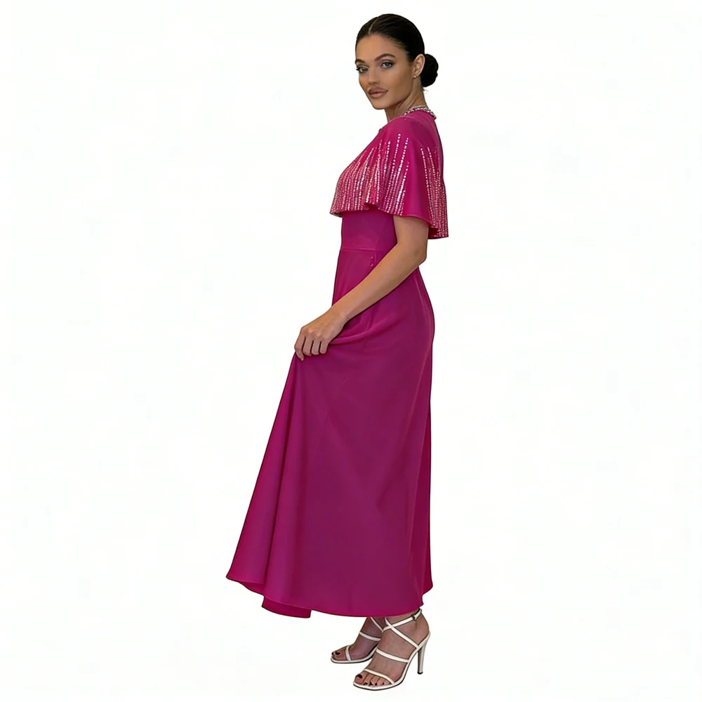 

Summer Diamonds Abayas Dresses for Fashion Women Dubai Abaya Turkey Kaftan Muslim Evening Party Dress Cape Cloak Sleeve Gown