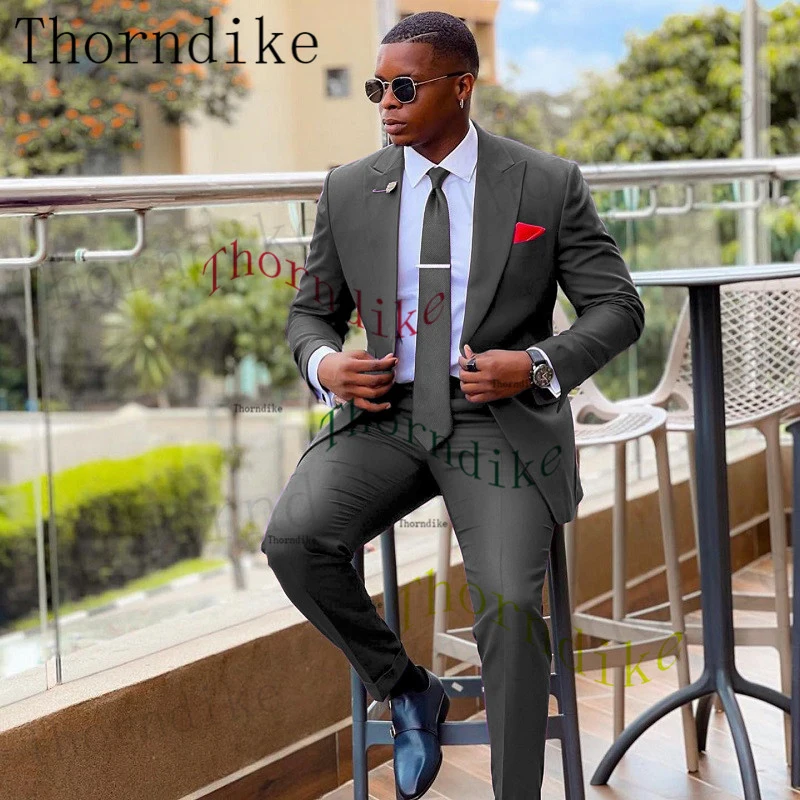 

Thorndike One Button Blazers Jacket Coat Trousers Spring Autumn Fashion New Men's Business Casual Solid Color Suits / Male