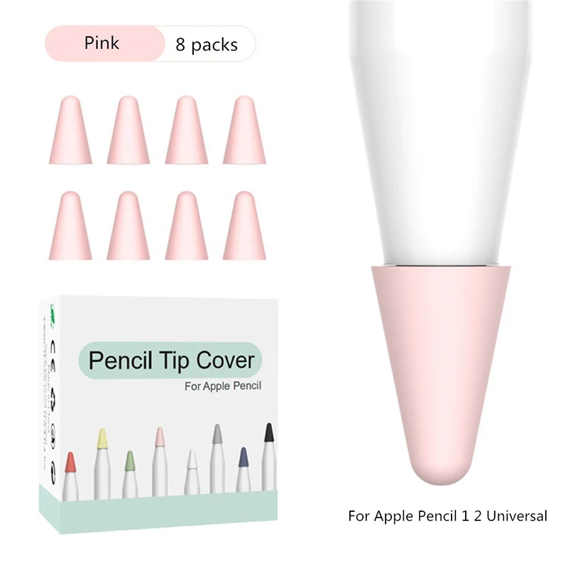 

8 шт. силиконовых сменных насадок-чехлов для Apple Pencil 1-го и 2-го поколения, бесшумные силиконовые насадки для iPad Pencil 1 и 2