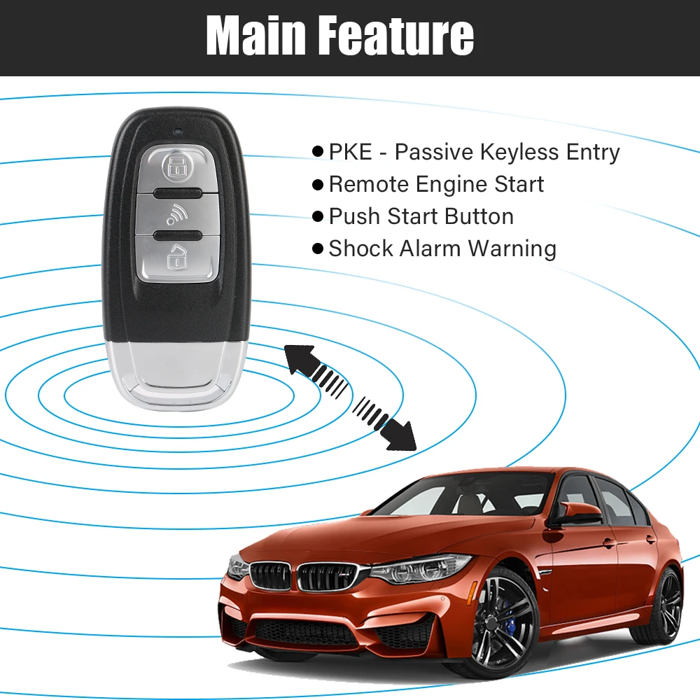 One-button Start Push Systems Universal Remote Start Kit Car Start Stop Keyless Entry System Smartphone Control