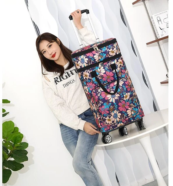 Women Shopping Bag with wheels Women Trolley Grocery Luggage bag Women Carry on hand Luggage Trolley Bags luggage Suitcase bag AliExpress 1524