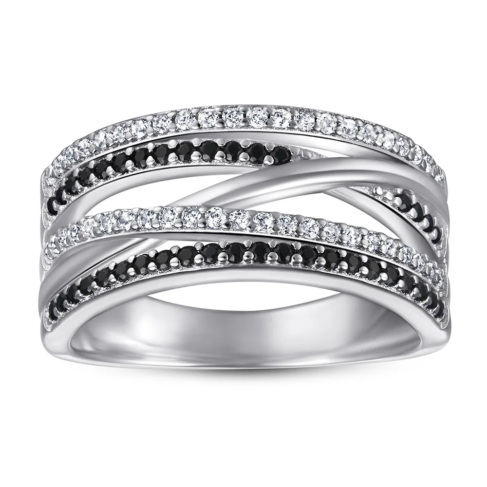 Popular S925 Silver Zircon Multi Ring  for Women in Europe and America Fashion Personality   Five  Row 