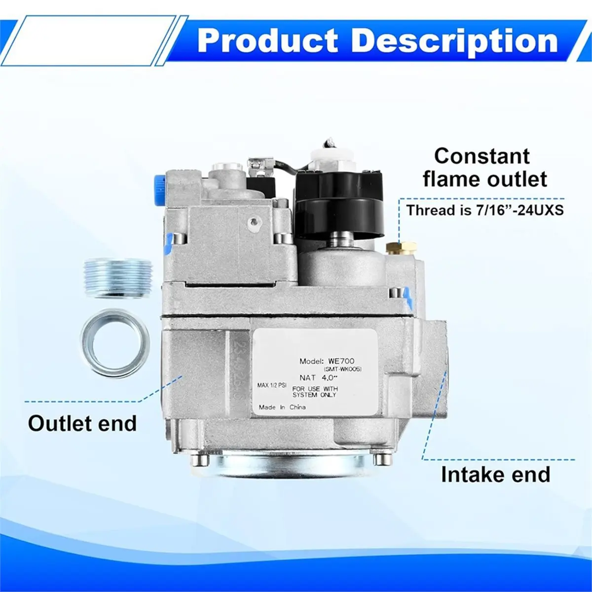 2026 New Gas Fryer Parts 700 Series Millivolt Gas Valve for 700-506 Thermostat Swimming Furnace Combination Gas Valve