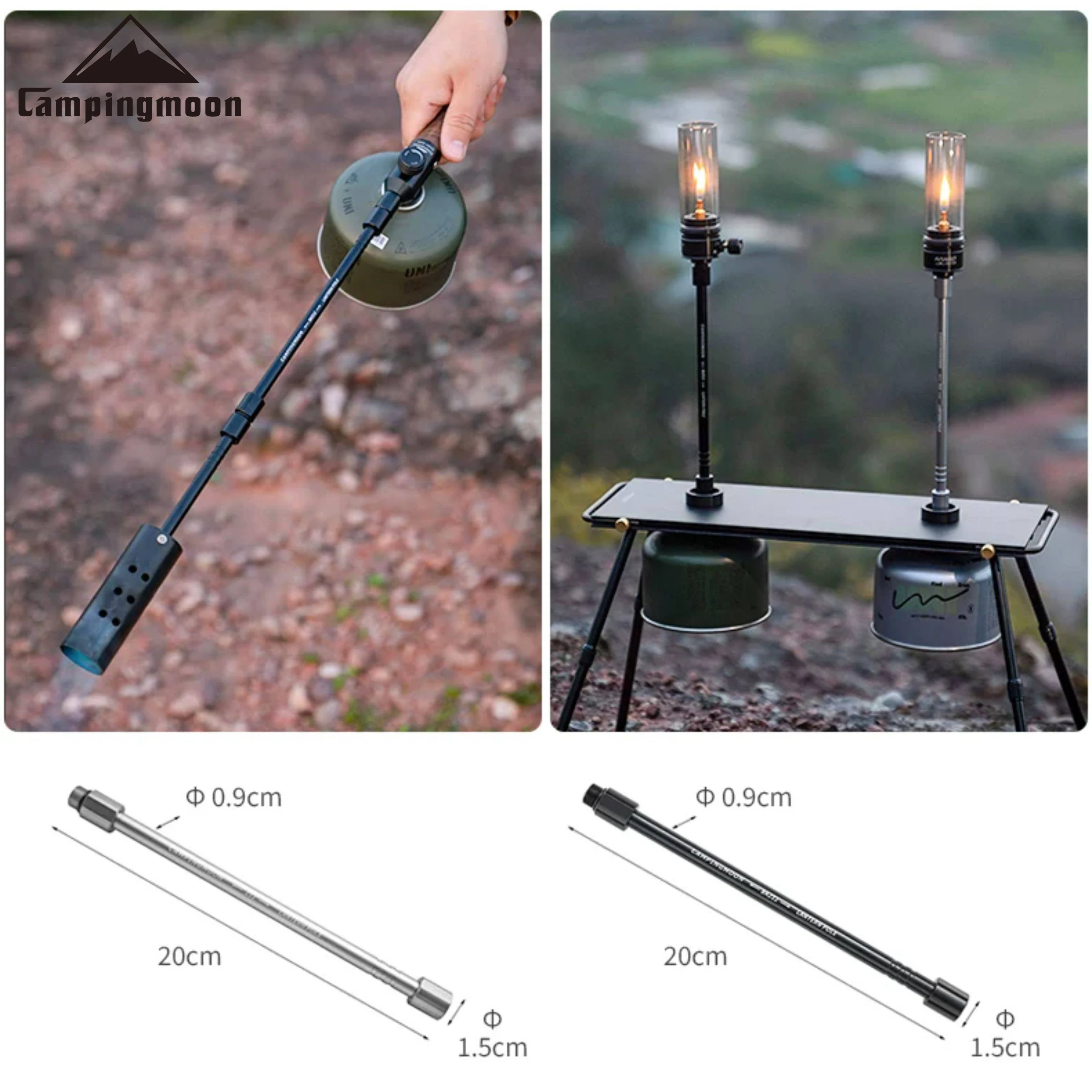 CAMPINGMOON Z12 aluminum alloy extension rod spray gun extension rod camping atmosphere gas lamp height increase Z12