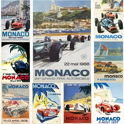 Vintage Car Races Monaco Prix F1 Racing Poster Canvas Parting F1 Formula Grand Track Edition Racing Wall Art Room Home Decor