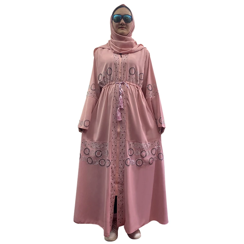 Ramadan Abaya ดูไบหรูหราชุดยาว Eid Kaftan ซิป Strawstring เพชร Femme มุสลิมผู้หญิงแอฟริกันวันหยุดชุด Kebaya