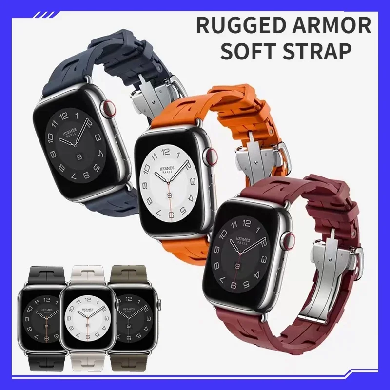 Texture Folding Metal Buckle Soft Strap for apple Watch Ultra 49mm S9 45mm 44mm 42mm 41mm 40mm Replacement Wristband