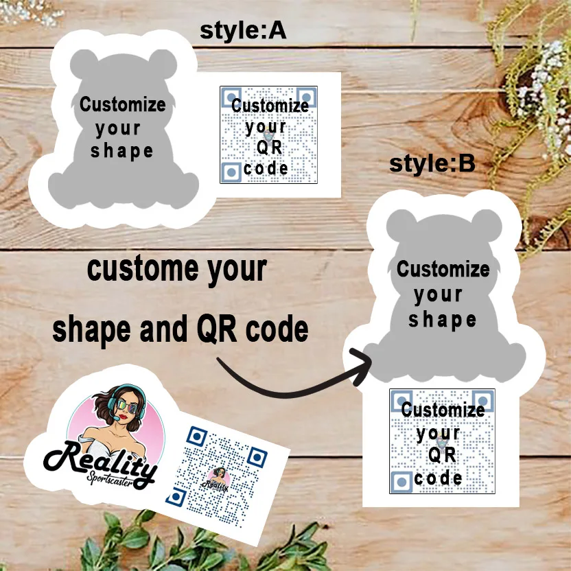 

100pcs Customizable Logo & QR Code Stickers Colorful Personalized Gifts for Social Media Scanning - Wedding Birthday Baptism