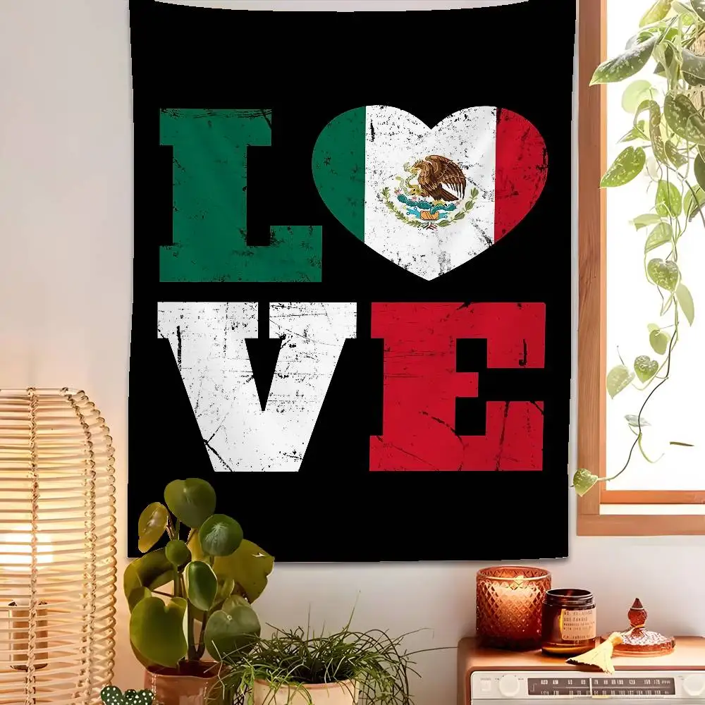 

Mexican Independence Day Tapestry Bedroom Living Bar Garden Outdoor Microfiber Festival Decoration Background Art Banner