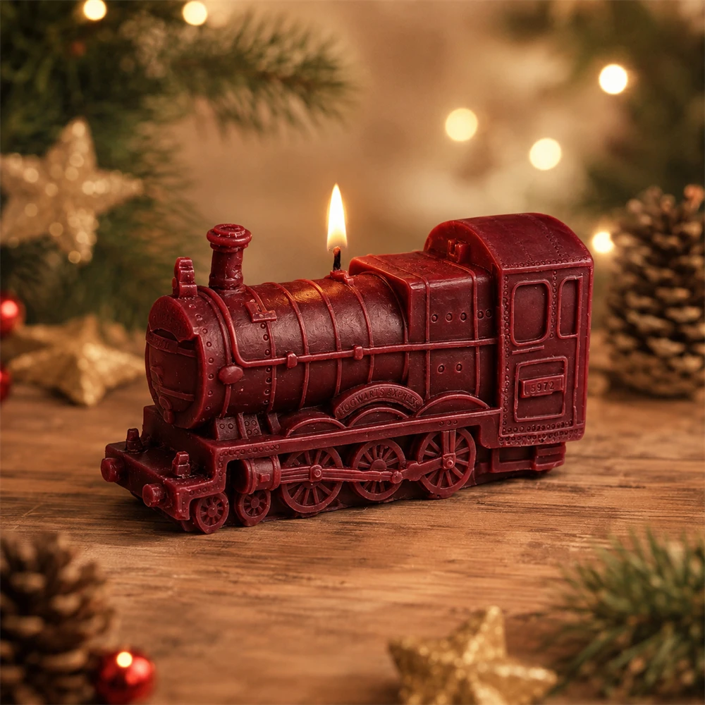 3D Weihnachtszug Kerzenform Dampflokomotive Silikonform für DIY Duftkerzenherstellung Feiertagsdekoration Weihnachtsgeschenk