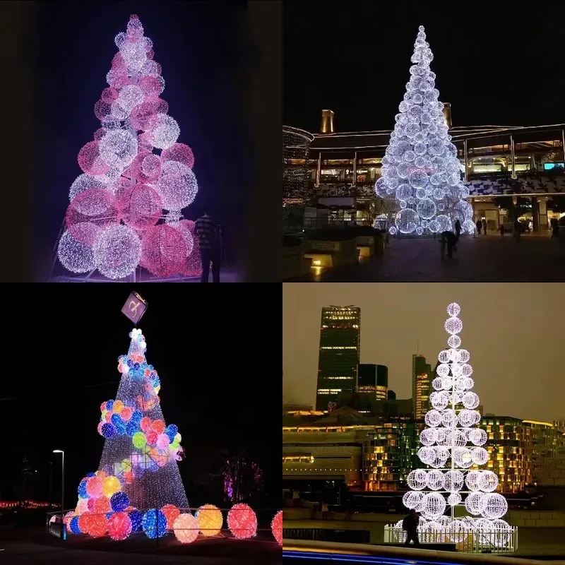 3D Giant Metal Light Emitting Diode Ball Christmas Tree Decoration Waterproof Indoor and Outdoor Light Emitting Diode String