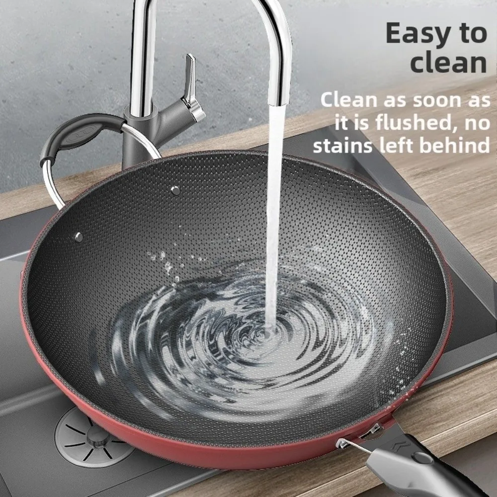 30/32/34cm Cast Iron Wok Pan Honeycomb Multi-functional Stir Fry Wok Easy to Clean Cooking Tools Non Stick Frying Pan