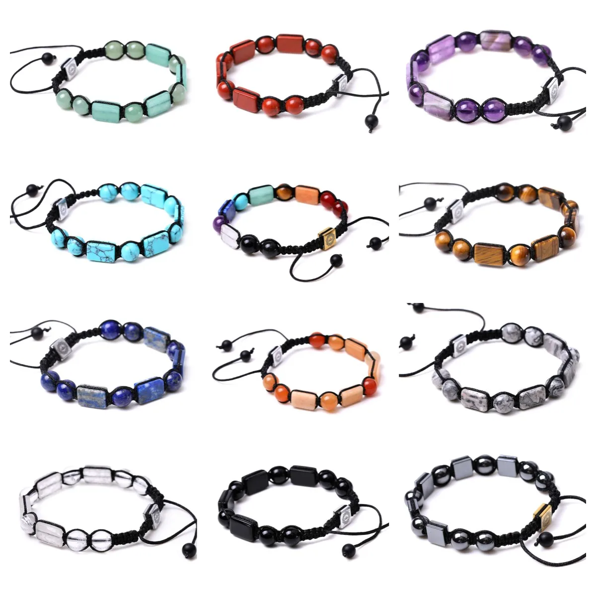 

5pcs Woven Rope 7 Chakra Stone Bracelets Reiki Healing Natural Gemstone for Women Girls Yoga Braided Bracelets