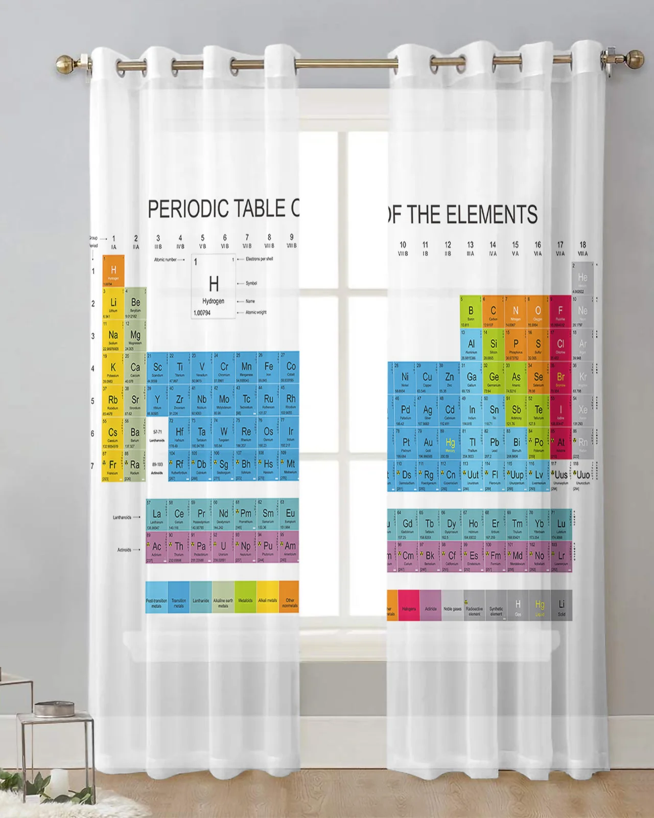 Letters Numbers Periodic Table Of Elements Tulle Window Curtains Living Room Bedroom Voile Decorative Veiling Sheer Drapes