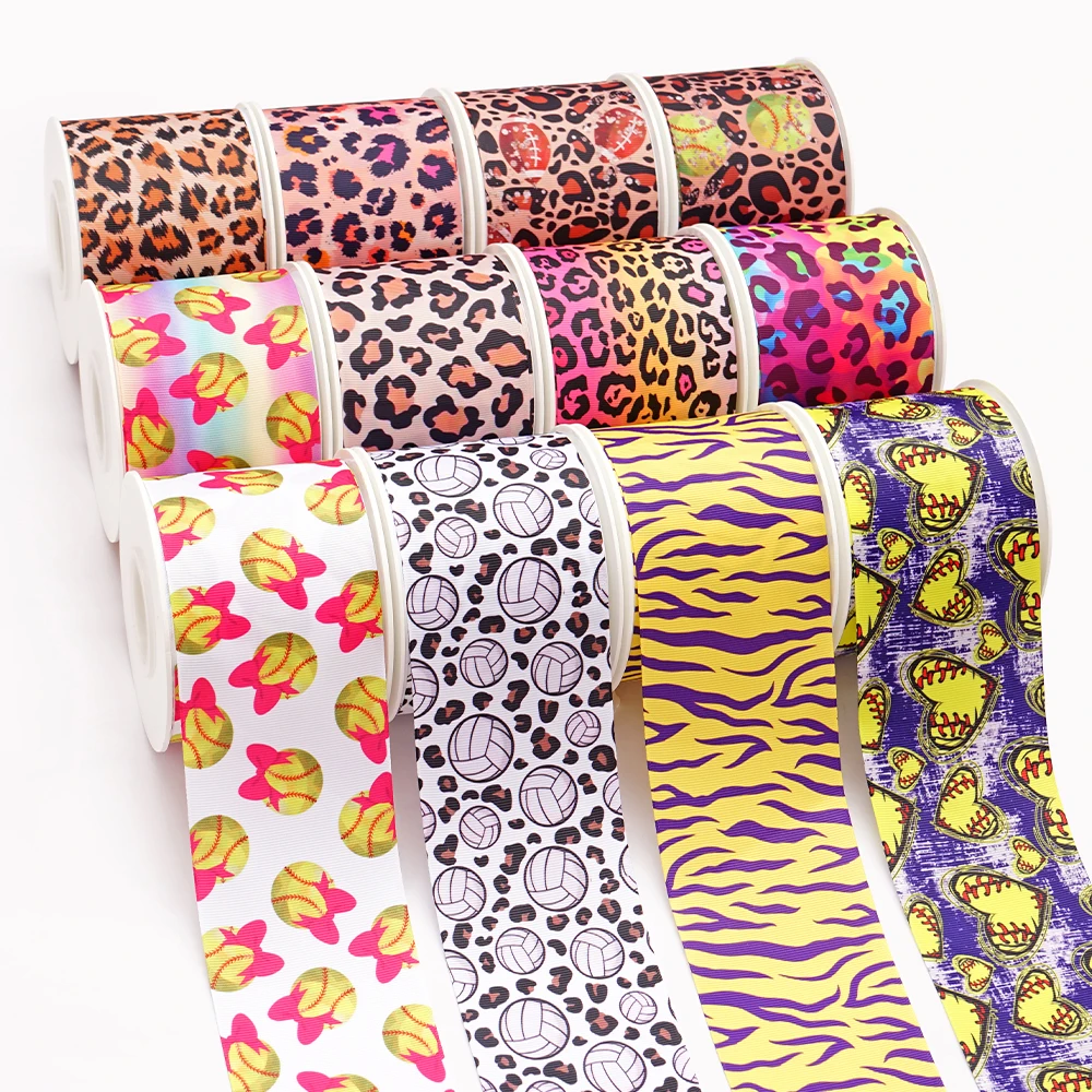 5 Yards Leopard Sport Printed Grosgrain Satin Ribbons For Bows DIY Craft Decoration Packaging Supplies. 77908