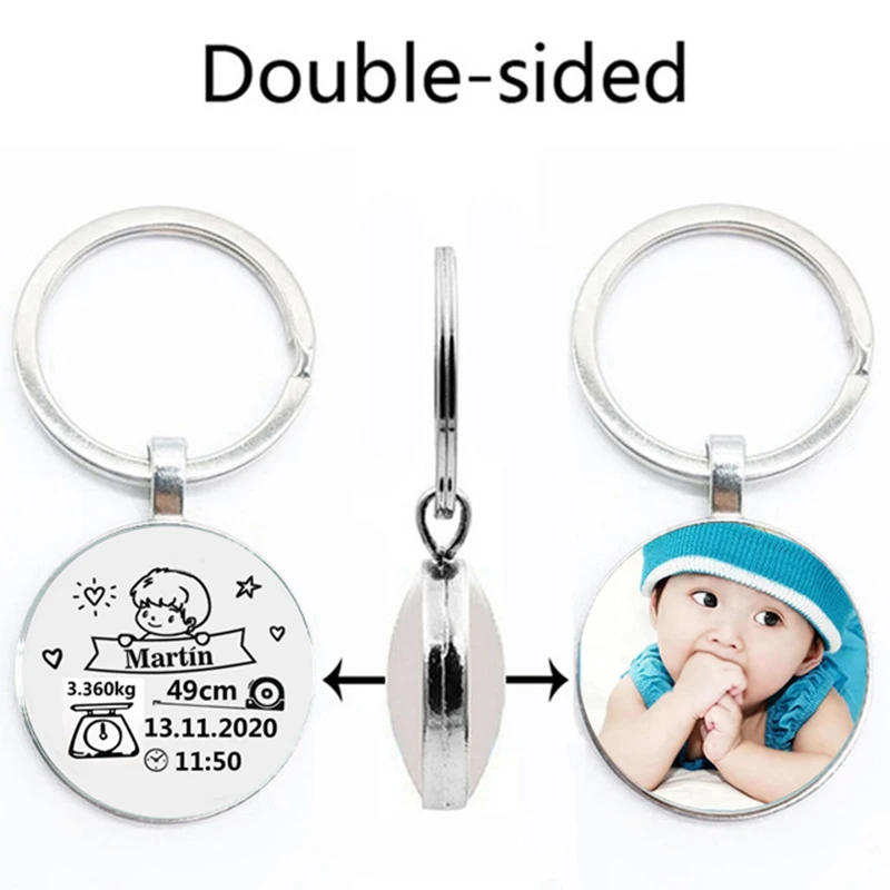 Diy Baby Keychain Name Newborn Date Of Birth Weight Height Commemorative Custom Key Ring New Mom Dad Gift