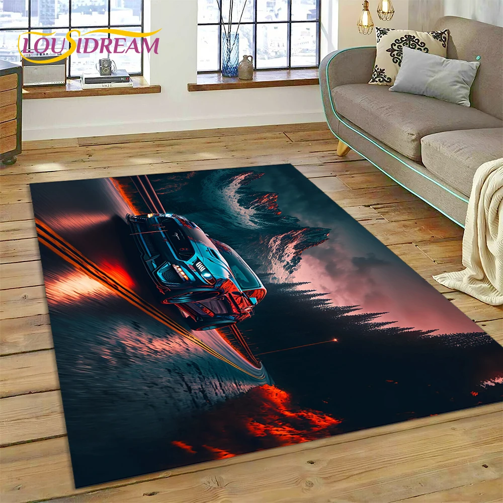 Classics 3D F-Ford GTR Mustang Car Carpet Rug for Bedroom Living Room Home Sofa Decoration,Children Game Large Decor Floor Mat