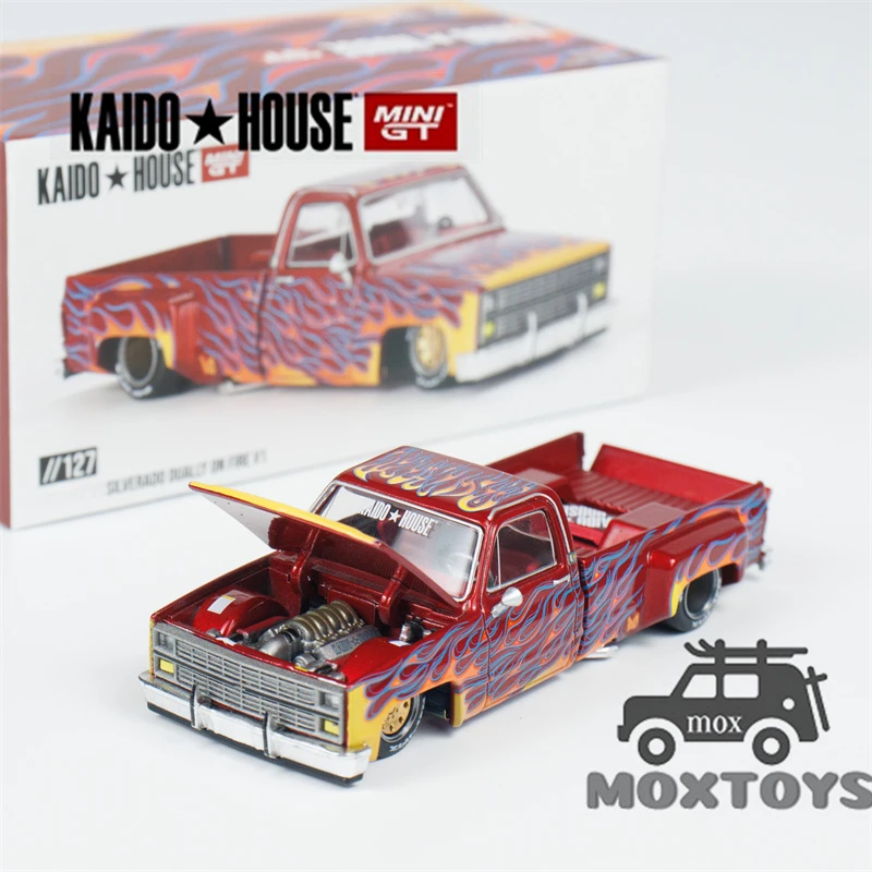 

Kaido House x MINI GT 1:64 Silverado Dually on Fire V1 Diecast Model Car