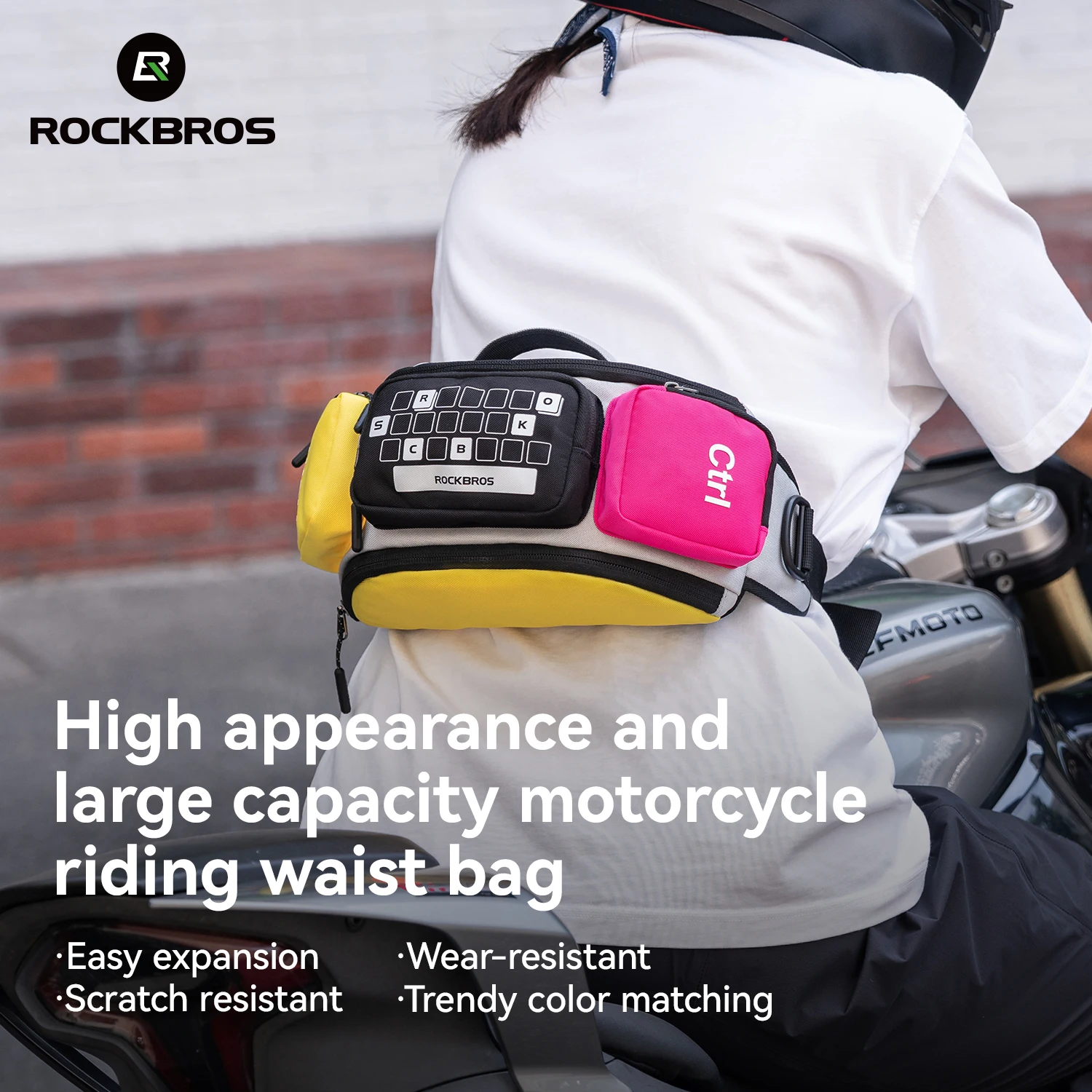 Crossbody Motorcycle Waist Bag with Magnetic Quick-Release