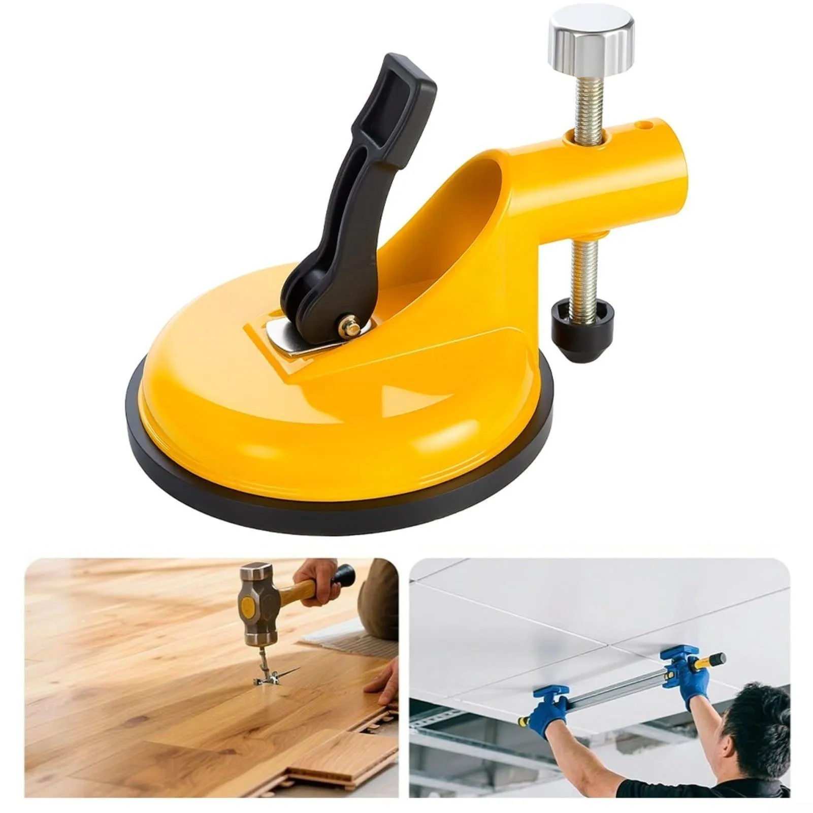 

Adjustable Vacuum Suction Cup for Seam Joining Leveling Height Setter Heavy Duty Aluminum Alloy Wall Tile Leveler 122mm Yellow