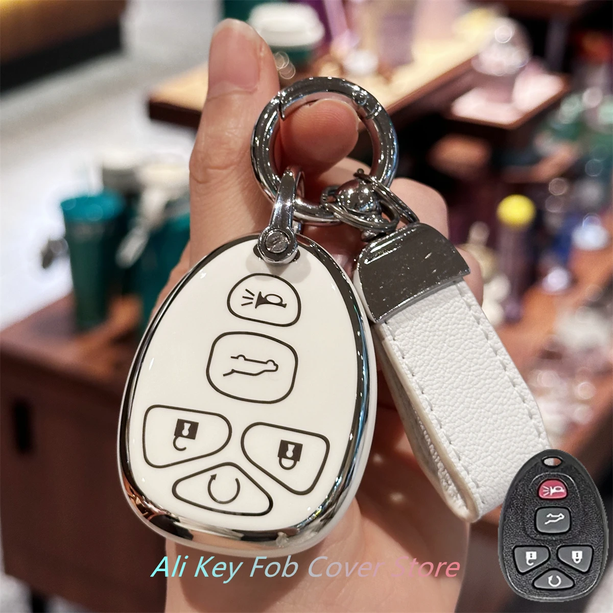 Key Fob Cover with Keyring Car Keychain for Chevy Malibu 2004-2012 Cobalt Pontiac G5 G6 Grand Prix Buick Lacrosse Saturn Aura Sk