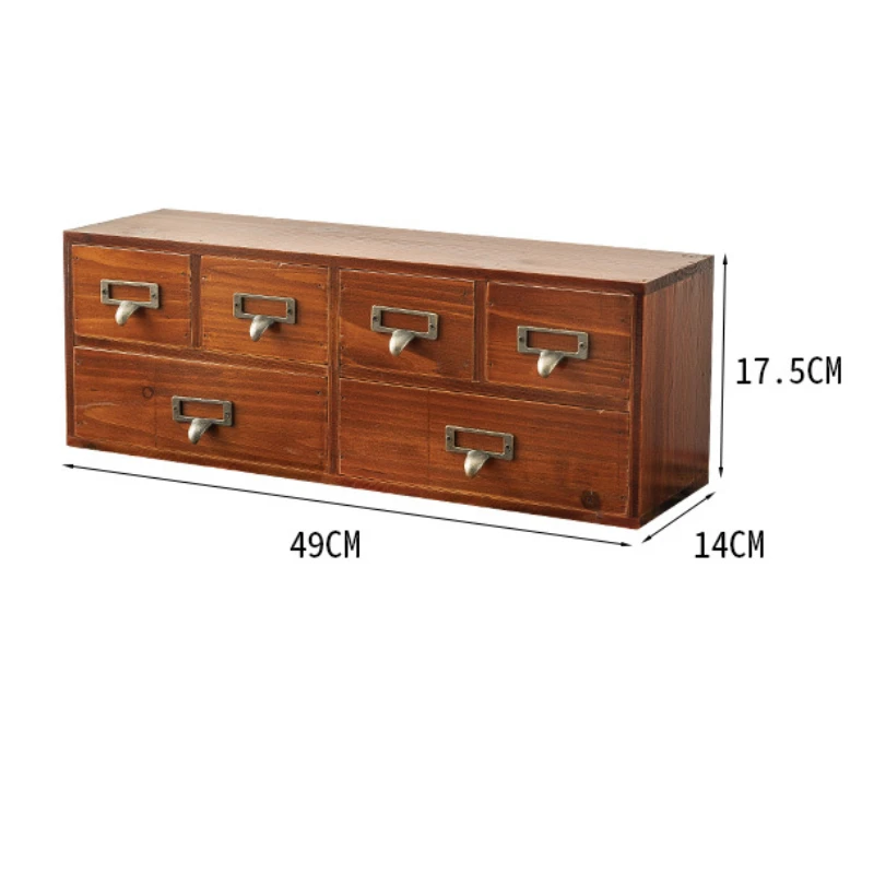 Large Capacity Storage Box Desktop Drawer Cabinet for Cosmetics Retro Wooden Jewelry Organizer Stationery Storage Box for Home