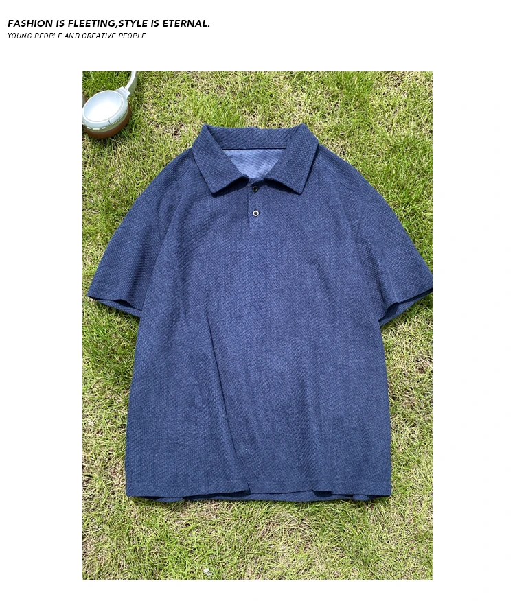 Herren Oversized Polo Kurzarm-Oberteil mit Wabenstruktur, Reverskragen für Freizeit, Pendeln und Alltag – Detail 15