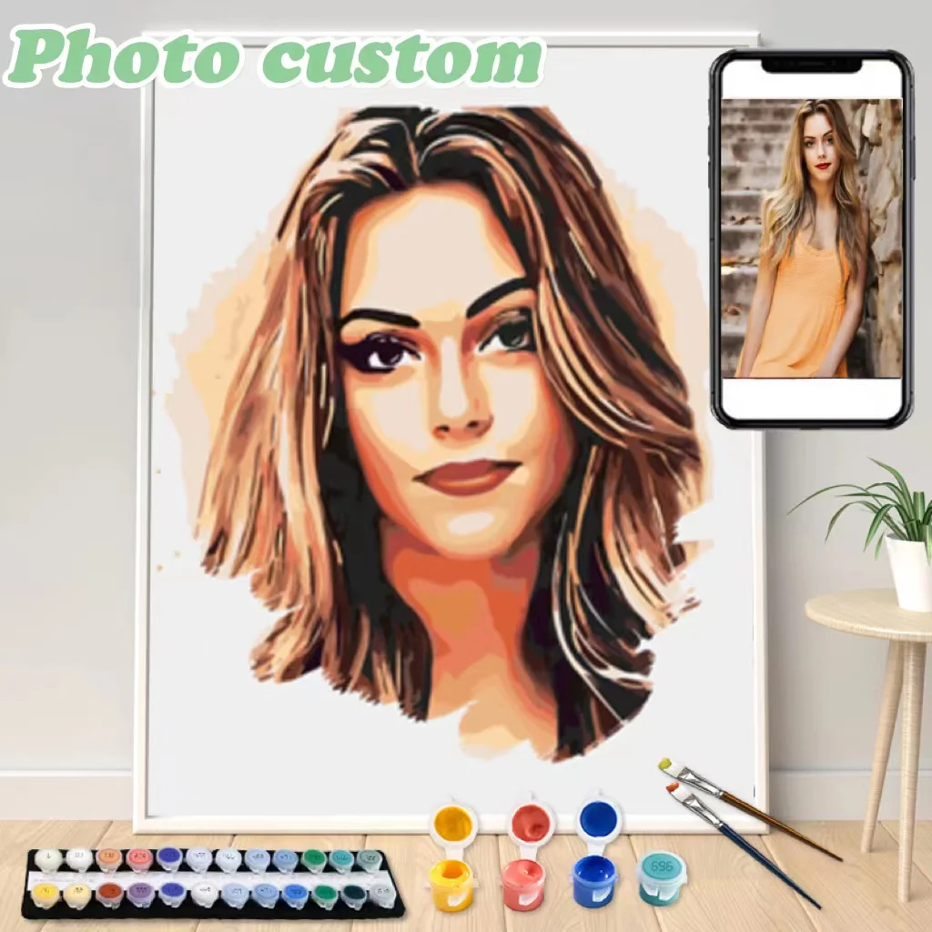 Photo Cartoon Avatar Customized DIY Paint Painting By Numbers For Cartoon Portrait Family Custom Gift