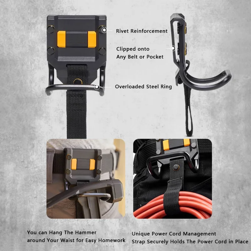DGEV Multi functional modular hammer hanging T hammer sheep horn hammer quick hanging bag durable with bel