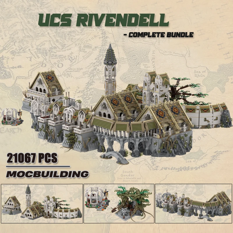 

Famous Movie Moc Bricks Rivendell UCS Building Blocks Magic Fairy Town Complete Model Ultimate Collector Series DIY Assembly Toy