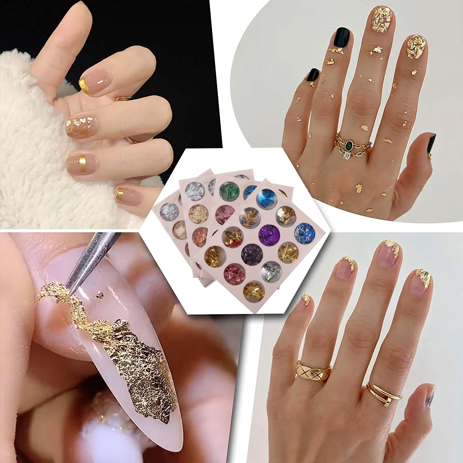 

48pcs Nail Art Tin Foil Sheet Glitter Manicure Decoration Diy Tinfoil Material Women Girl Nail Stickers Decor Supplies