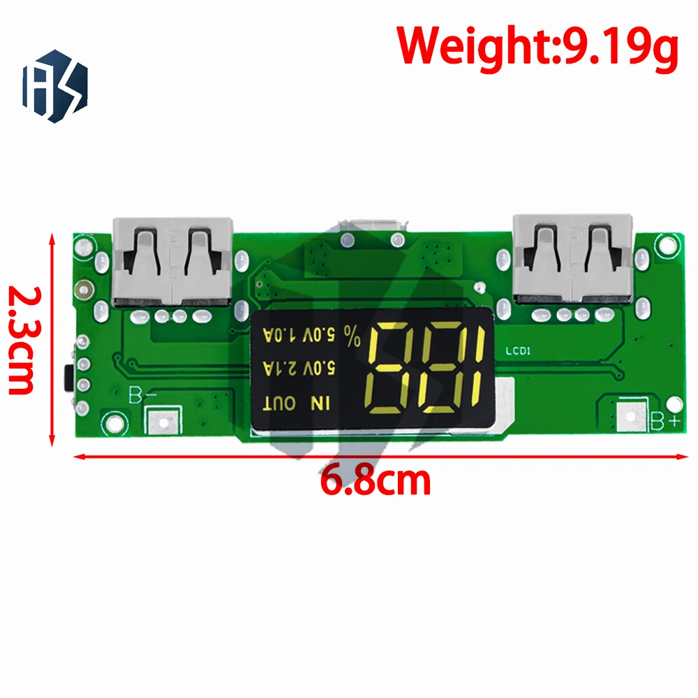 LED المزدوج USB 5 فولت 2.4A مايكرو/Type-C USB المحمول قوة البنك 18650 شحن وحدة شاحن بطارية ليثيوم مجلس حماية الدائرة