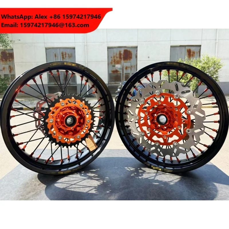 Factory Supermoto Wheels Fit KTM 17 Inch Rims Set Compatible With KTM 125 200 250 300 450 500 EXC SXF XC-F 2003-2024 Motorcycle