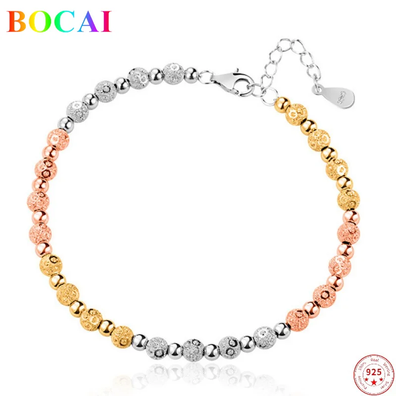 

BOCAI Real S925 Sterling Silver Bracelet 2022 Trendy New Classic Four Wires Tricolor Braided Fashion Women's Hand Jewelry