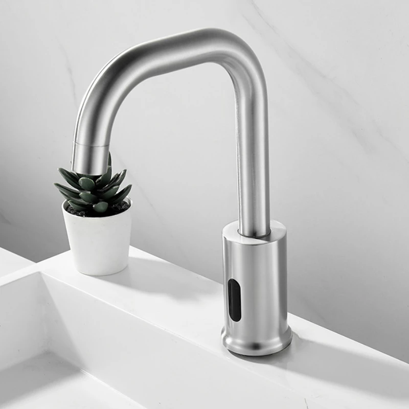 Kitchen Touchless Faucets Stainless Steel Sink Mixer Smart Sensor Basin Faucet Smart Bathroom Mixers Rotatable Vanity Elbow Tap