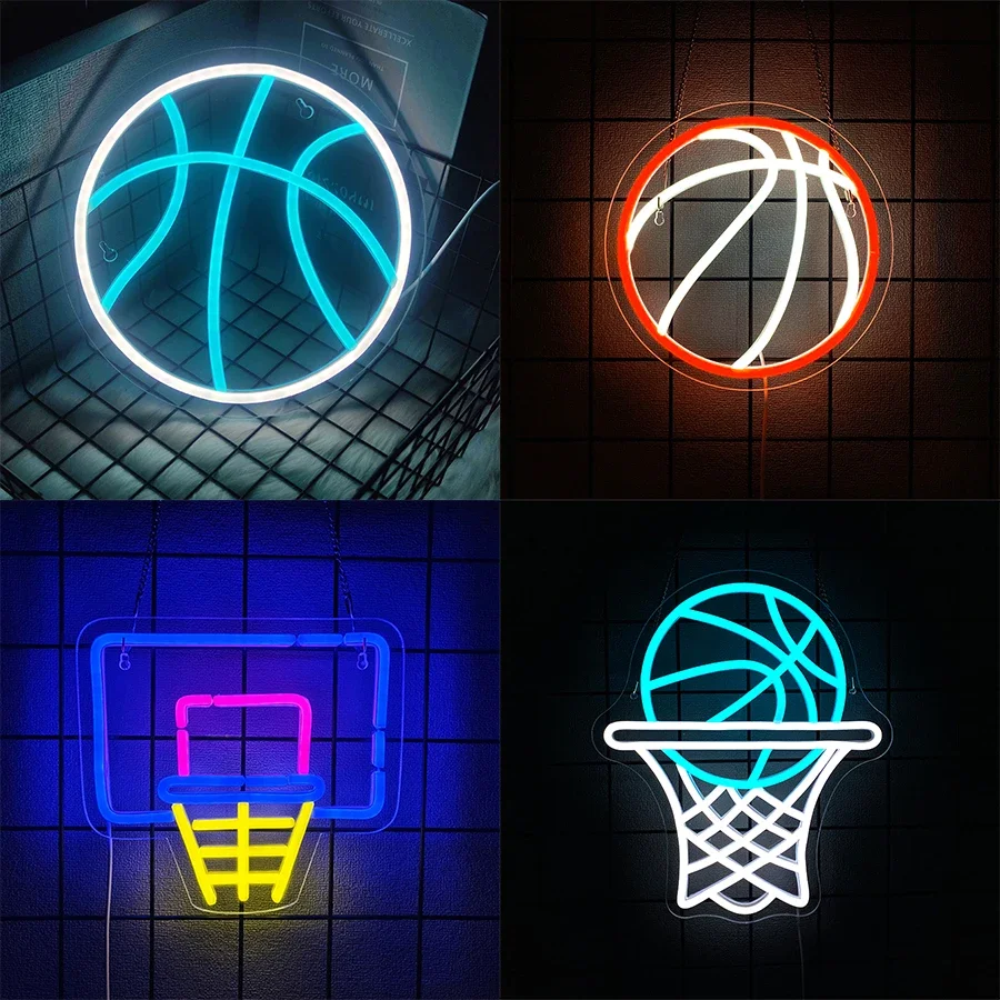 Basketball Neon Sign for Wall Decor,Ball LED Light Aesthetic Sports Room Sign for Bedroom Game Room Decor Basketball Fans Gift