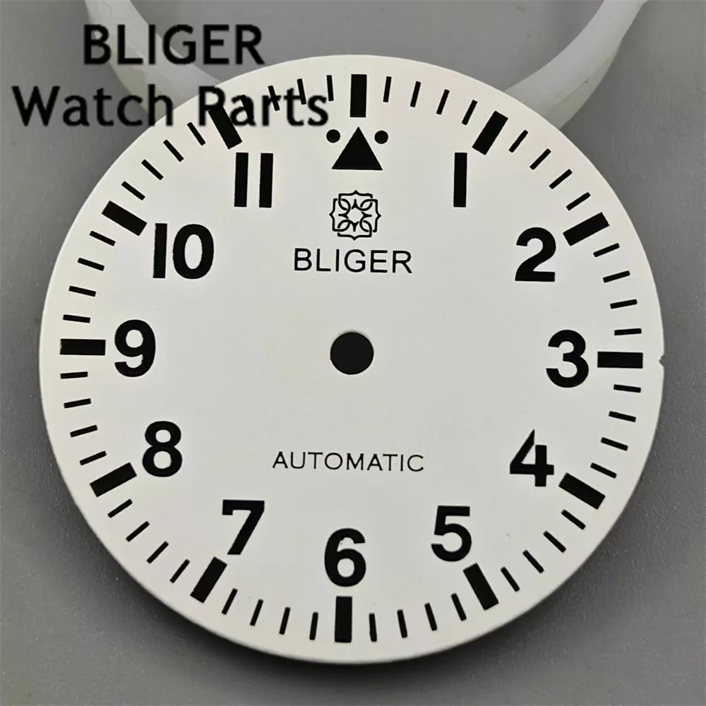 BLIGER 29mm Watch Dial White Black Blue Dial Green Luminous Fit NH35 NH36 ETA2824 Mingzhu DG2813 Miyota8215  PT5000 Movement
