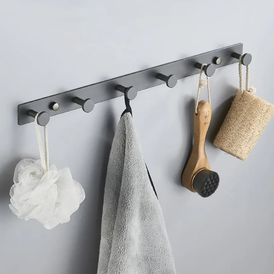 Bathroom Wall Hook Grey Black White Creative Kitchen Lavatory Door Coat Clothes Towel Key Holder Hanger Storage 4 5 6 Robe Hooks