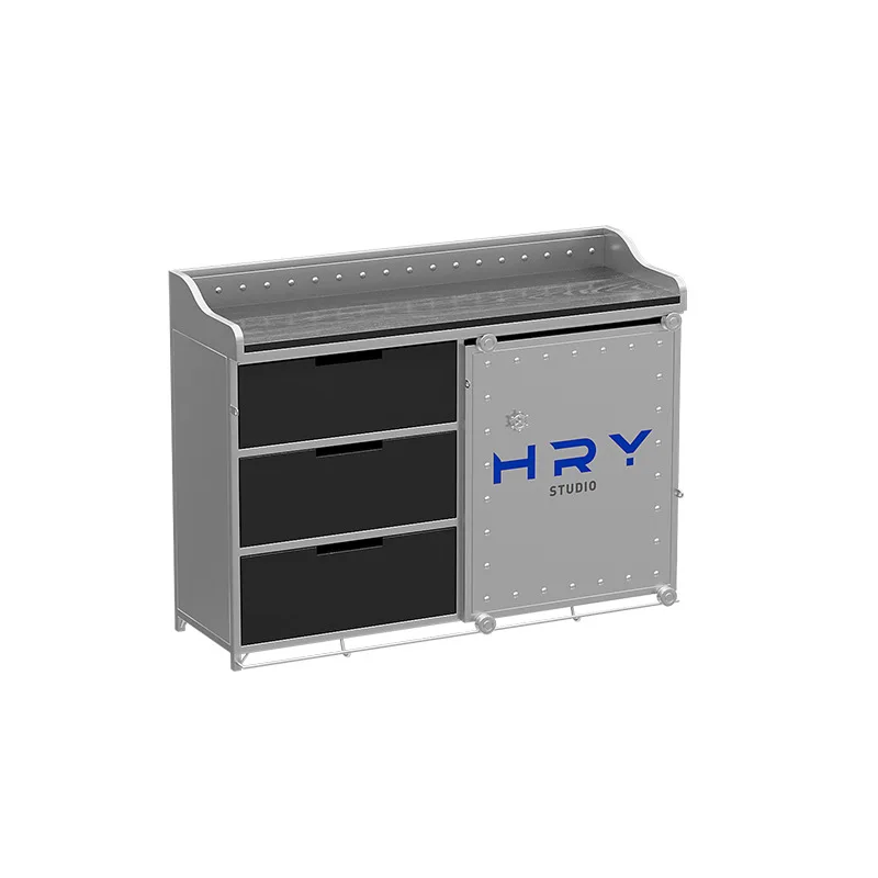 

LH industrial style dining side cabinet wrought iron container locker restaurant preparation cabinet seasoning table
