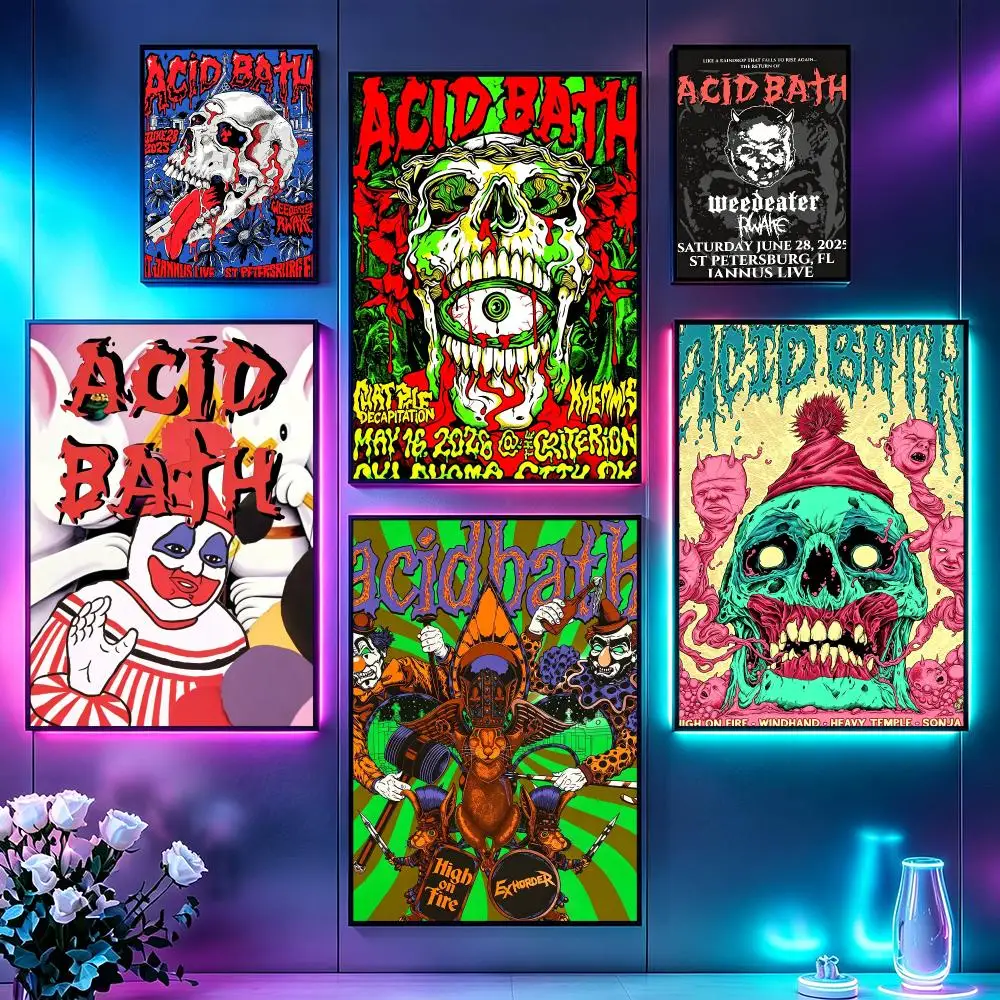 Band Acid BathS Poster Poster Sci Fi Cyberpunk HD Self Adhesive Wall Print Futuristic Home Game Room Decor Gift