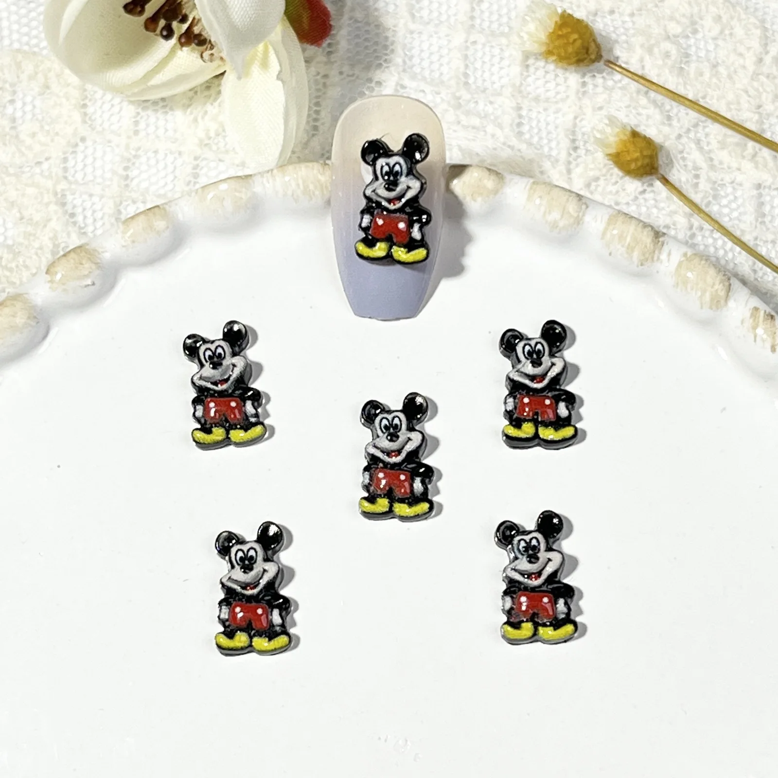 20pcs disney mickey cartoon nail charms for diy nail making cute mini resin flatback nail art decoreation