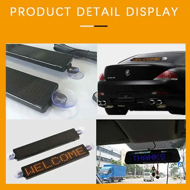 Led Car Display Sign Bluetooth APP Programmable Scrolling Message Board for Rear Window Suction Cups Billboard New USB 23*5cm