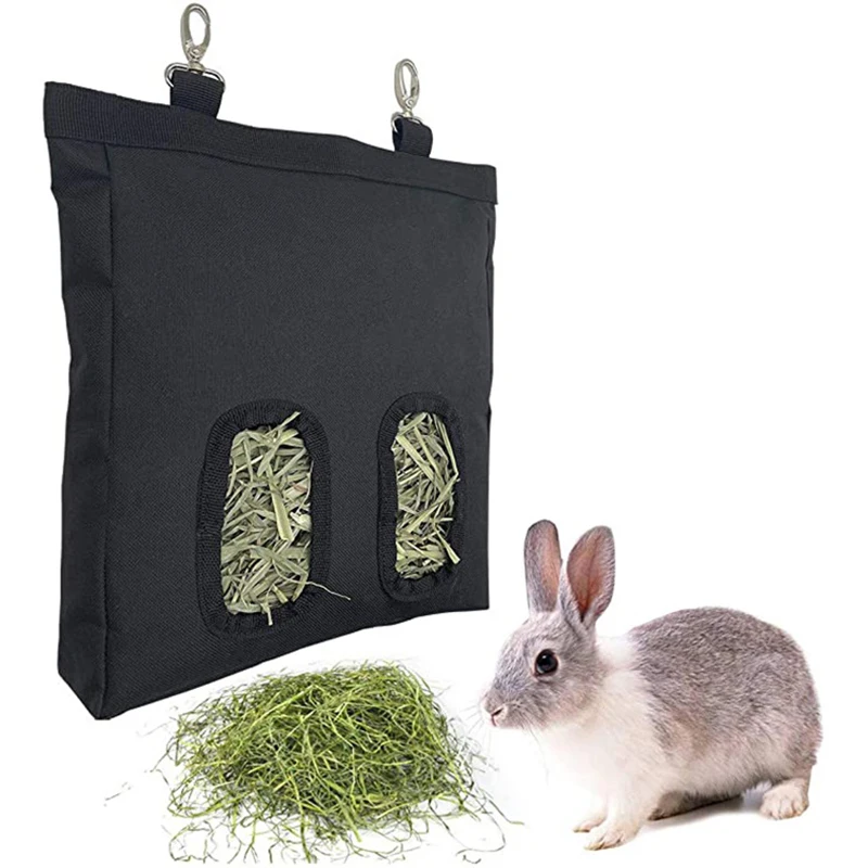 

2 pack Hay Feeder Bag 2 Holes & 4 Holes Capacity Hay Holder, 600D Oxford Fabric Hay Bag for Rabbit Guinea Pig Small Pets Animal