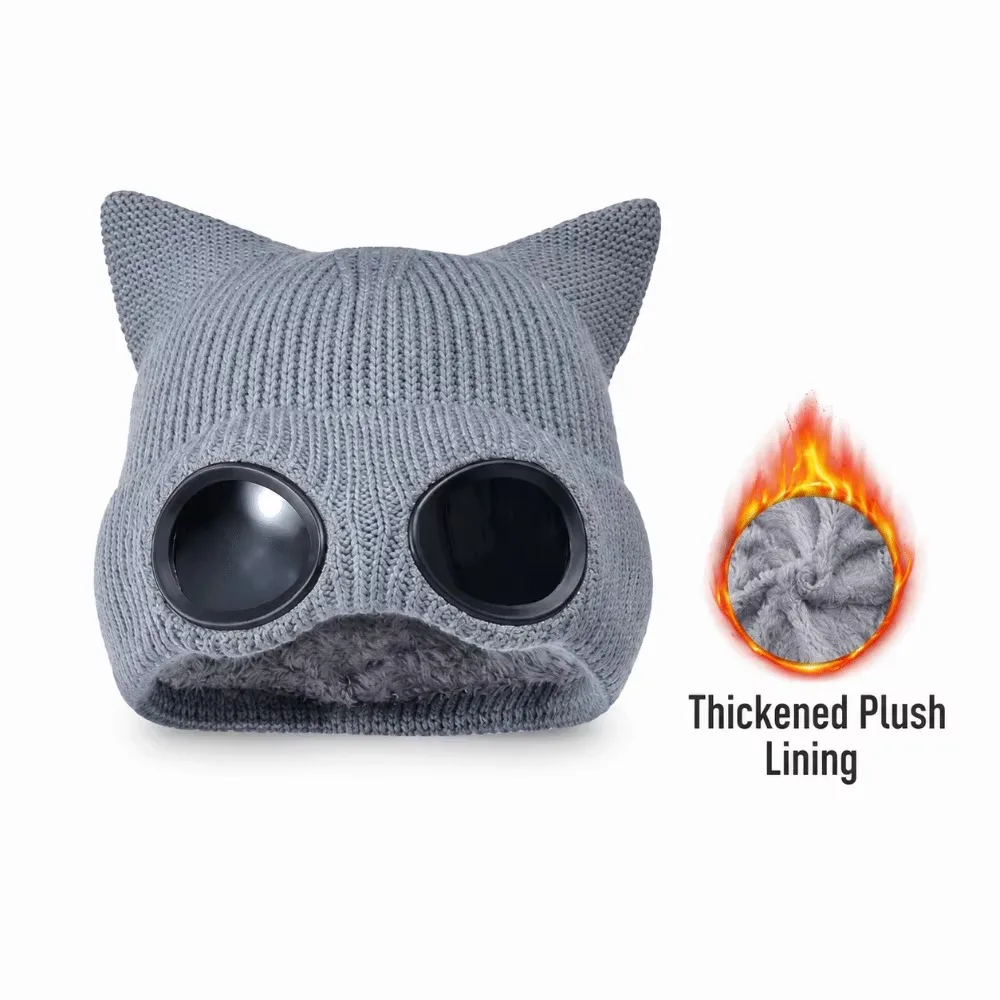 Removable Glasses Winter Glasses Caps Wear-resistant Windproof Warm Ski Mask Hats Thickened Neck Protection Knitted Hat Skiing