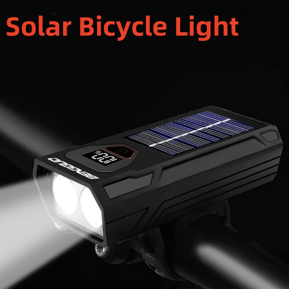 

Solar Bicycles Light Rechargeable LED Bike Headlight Mountain Road Bike Front Lamp Flashlight Cycling Light Bike Accessories