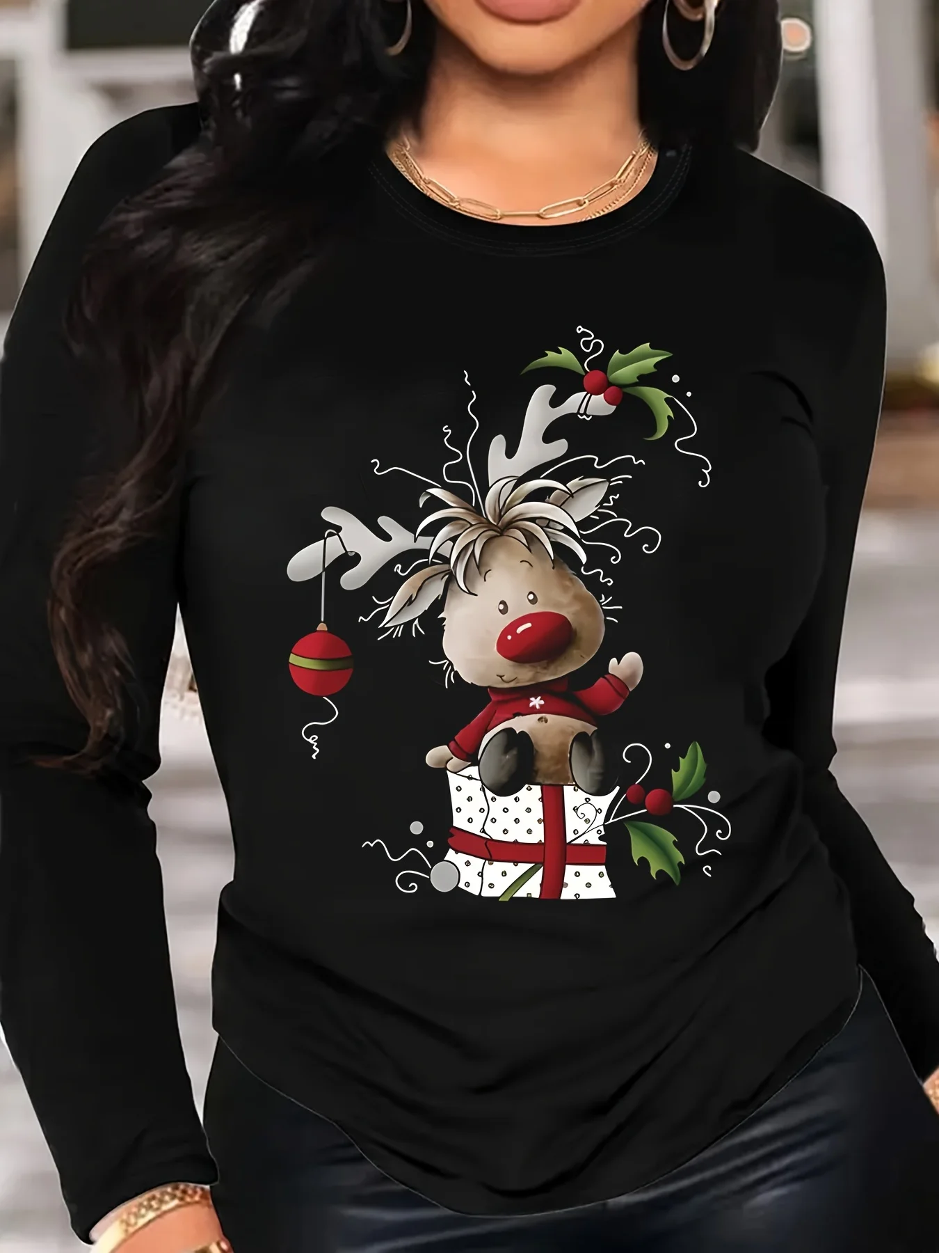 Line Art Cat Cat Mom Letter Paw Heart Print Crewneck Black Loose Long Sleeve Cute Pet Lover Casual Women Sweatshirt
